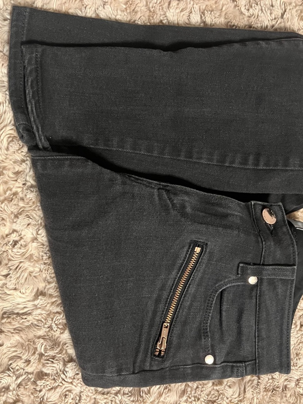 PAIGE Black Skinny Jeans with Gold Zipper Detail